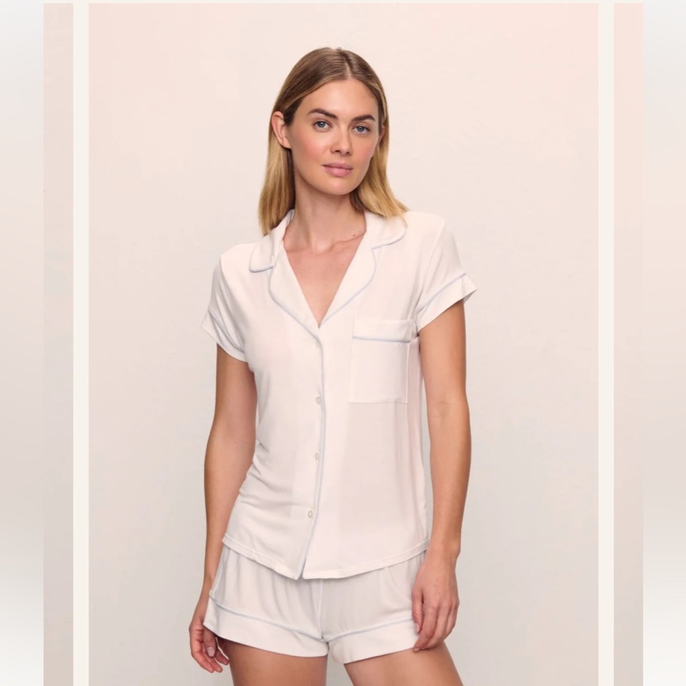 Eberjey Gisele TENCEL™ Modal Shortie Short PJ Set - white with red hearts